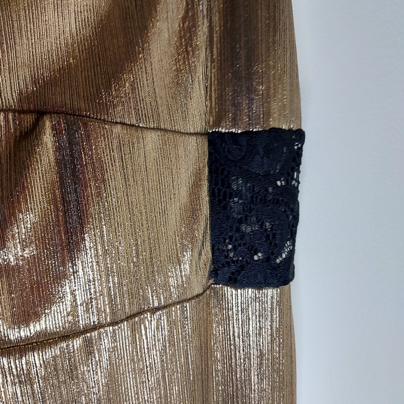 NWT Boohoo Night Metallic Gold Stretch Dress - Picture 4 of 11